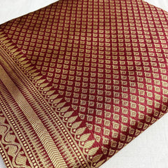 Authentic Lichi Silk Saree with Designer Zari Work - Marron