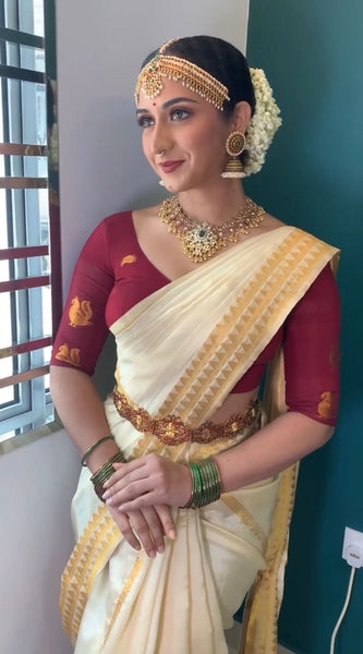 Embrocation Off White Soft Silk Saree With Angelic Blouse Piece