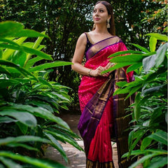 Precious Dark Pink Soft Banarasi Silk Saree With Ideal Blouse Piece