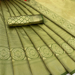 Scintilla Green Soft Silk Saree With Incredible Blouse Piece