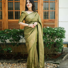 Scintilla Green Soft Silk Saree With Incredible Blouse Piece