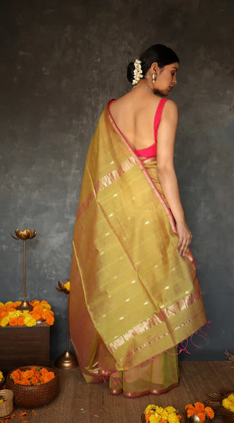 Magnificat Mustard Cotton Silk Saree With Exemplary Blouse Piece
