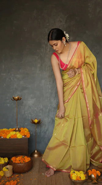 Magnificat Mustard Cotton Silk Saree With Exemplary Blouse Piece