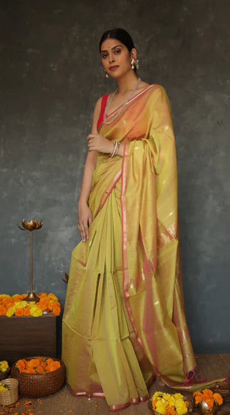 Magnificat Mustard Cotton Silk Saree With Exemplary Blouse Piece