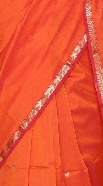 Susurrous Orange Cotton Silk Saree With Enthralling Blouse Piece