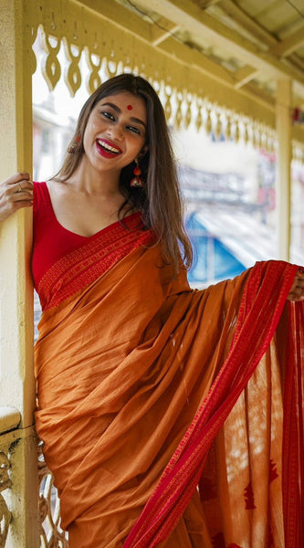Stunning Yellow Cotton Silk Saree With Glowing Blouse Piece