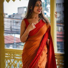 Stunning Yellow Cotton Silk Saree With Glowing Blouse Piece
