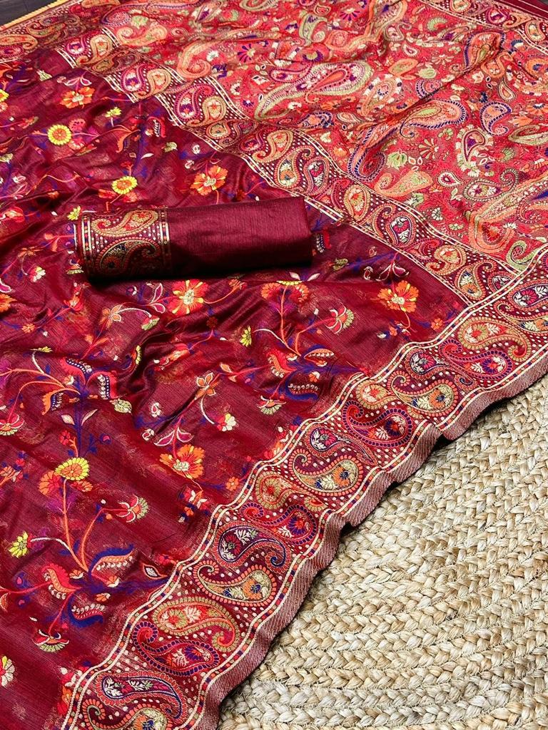 Festive Wear Banarasi Saree in Pure Soft Silk Red