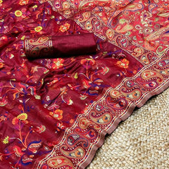 Festive Wear Banarasi Saree in Pure Soft Silk Red