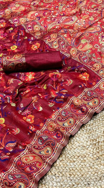 Festive Wear Banarasi Saree in Pure Soft Silk Red