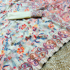 Festive Wear Banarasi Saree in Pure Soft Silk Cream White
