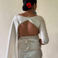 Inspiring Off White Kanjivaram Silk Saree With Arresting Blouse Piece