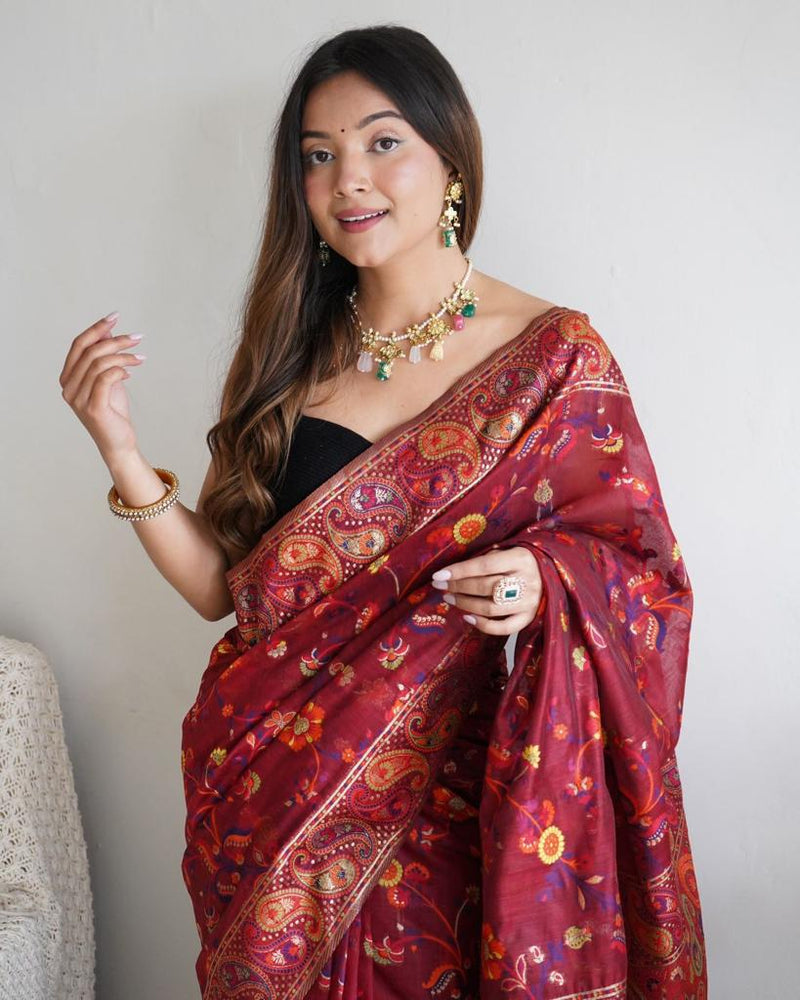 Festive Wear Banarasi Saree in Pure Soft Silk Red