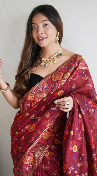 Festive Wear Banarasi Saree in Pure Soft Silk Red