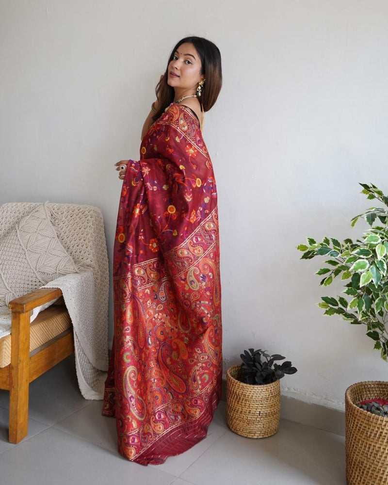 Festive Wear Banarasi Saree in Pure Soft Silk Red