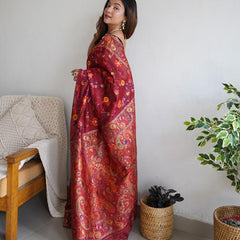 Festive Wear Banarasi Saree in Pure Soft Silk Red