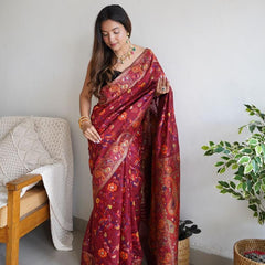 Festive Wear Banarasi Saree in Pure Soft Silk Red