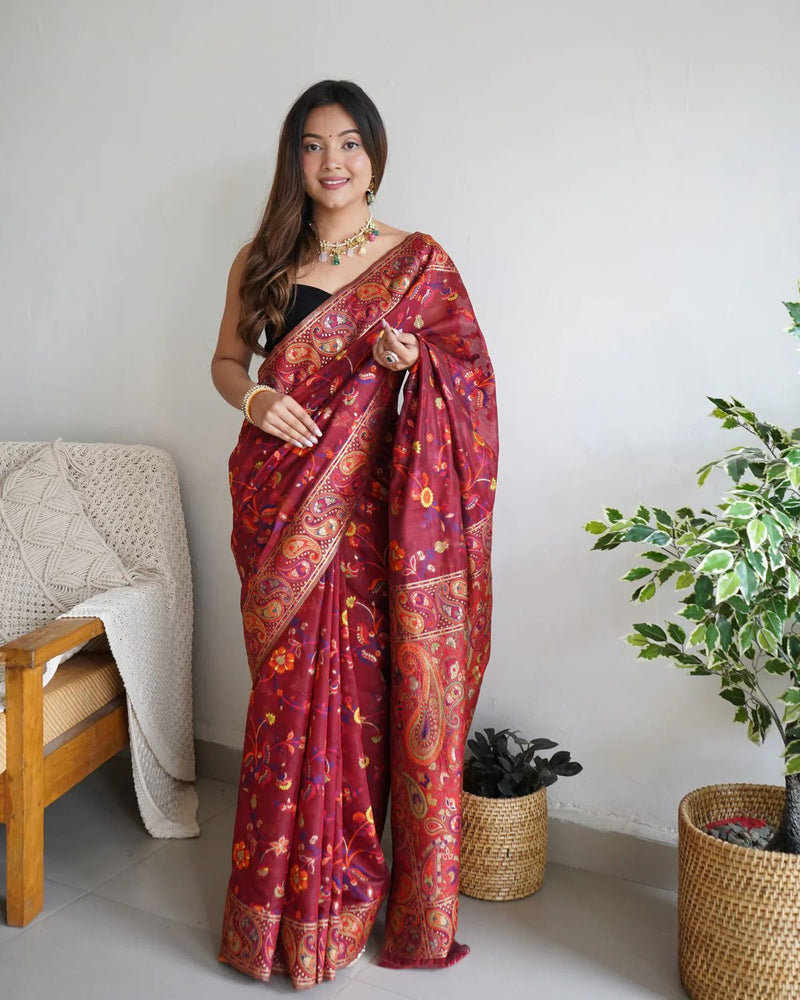 Festive Wear Banarasi Saree in Pure Soft Silk Red