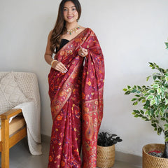Festive Wear Banarasi Saree in Pure Soft Silk Red