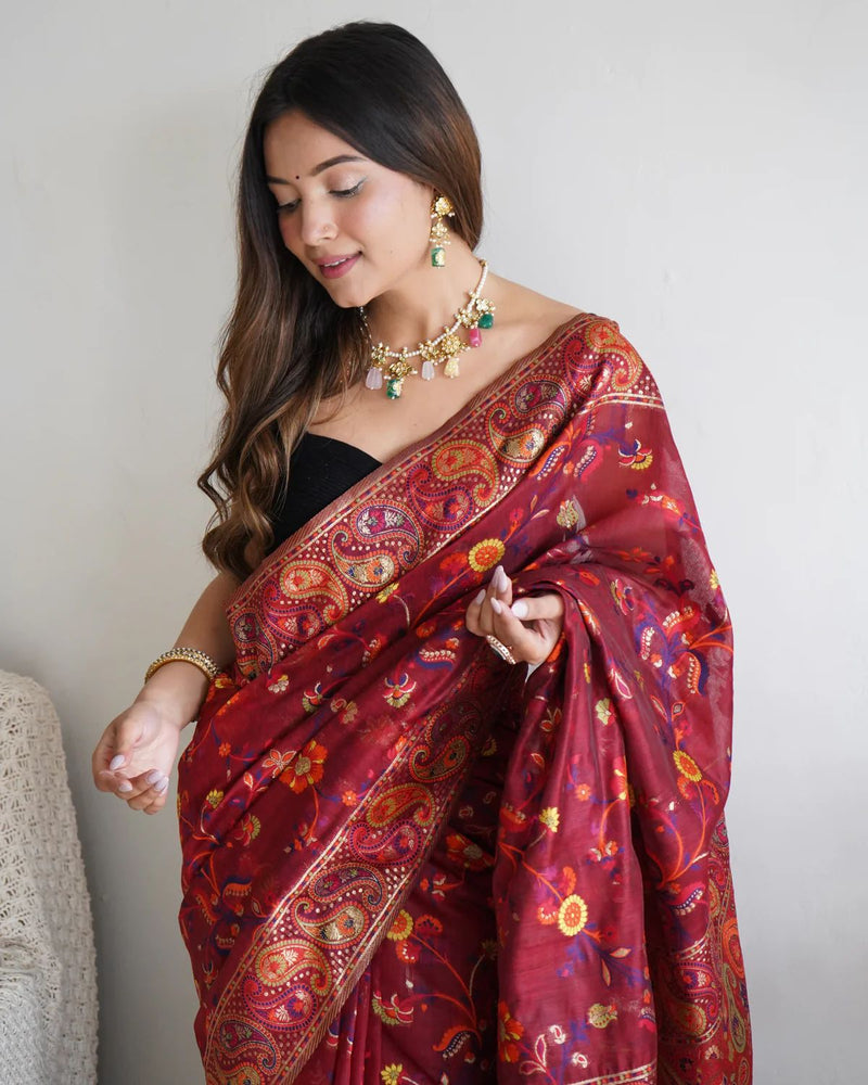 Festive Wear Banarasi Saree in Pure Soft Silk Red