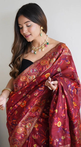 Festive Wear Banarasi Saree in Pure Soft Silk Red