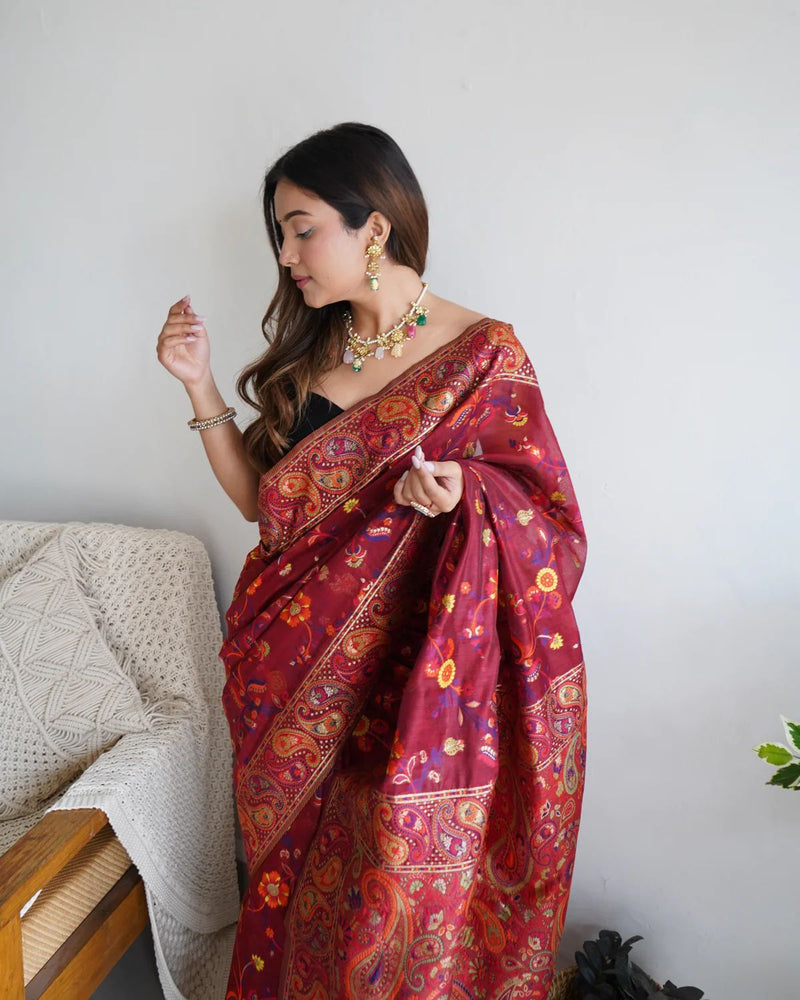 Festive Wear Banarasi Saree in Pure Soft Silk Red