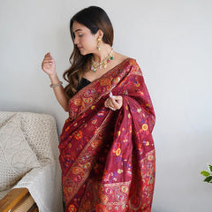 Festive Wear Banarasi Saree in Pure Soft Silk Red