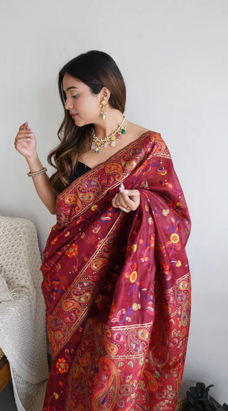 Festive Wear Banarasi Saree in Pure Soft Silk Red
