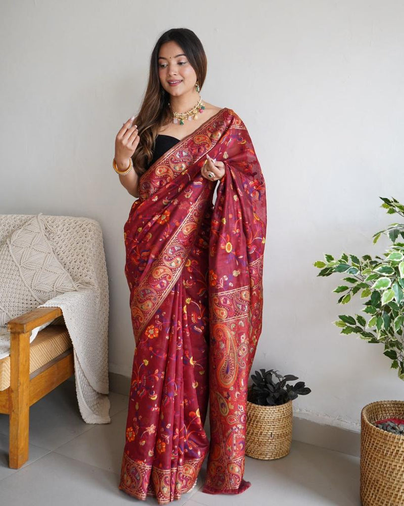 Festive Wear Banarasi Saree in Pure Soft Silk Red