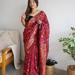 Festive Wear Banarasi Saree in Pure Soft Silk Red