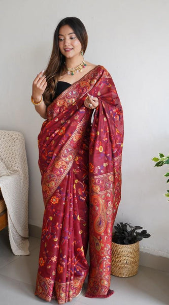Festive Wear Banarasi Saree in Pure Soft Silk Red