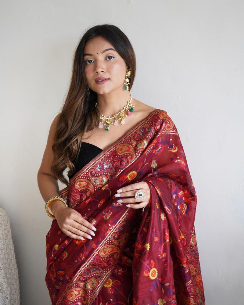 Festive Wear Banarasi Saree in Pure Soft Silk Red