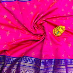 Elegant Dark Pink Kanjivaram Silk With Demure Blouse Piece