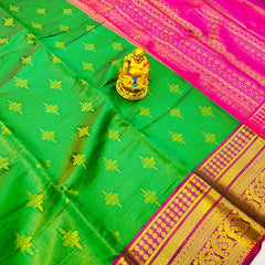 Flattering Green Kanjivaram Silk With Demure Blouse Piece