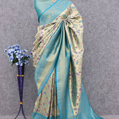 Impressive Beige Kanjivaram Silk Saree With Lovely Blouse Piece