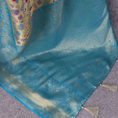 Impressive Beige Kanjivaram Silk Saree With Lovely Blouse Piece