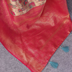 Palimpsest Beige Kanjivaram Silk Saree With Delectable Blouse Piece