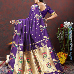 Charismatic Violet Paithani Silk Saree With Splendorous Blouse Piece