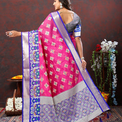 Splendiferous Dark Pink Organza Silk Saree With Fragrant Blouse Piece