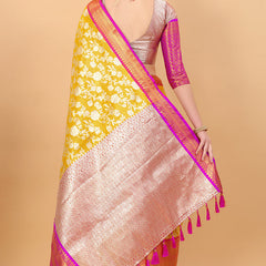 Grandiose Yellow Kanjivaram Silk Saree With Rhapsodic Blouse Piece