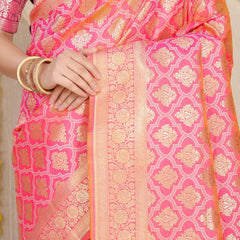 Brood Peach Kanjivaram Silk With Sumptuous Blouse Piece