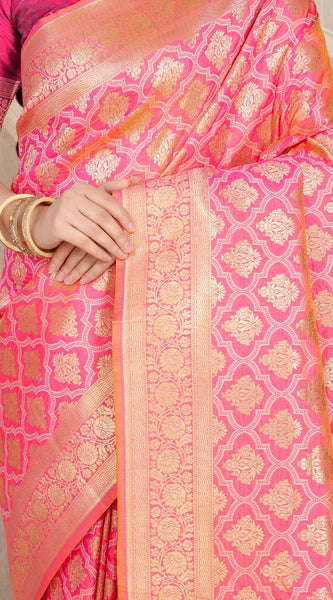 Brood Peach Kanjivaram Silk With Sumptuous Blouse Piece