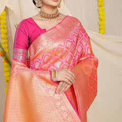 Brood Peach Kanjivaram Silk With Sumptuous Blouse Piece