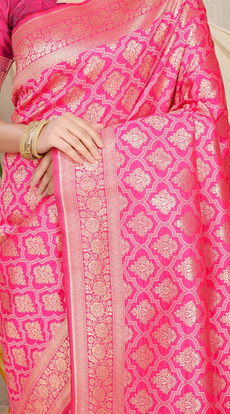 Demure Pink Kanjivaram Silk With Propinquity Blouse Piece