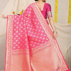 Demure Pink Kanjivaram Silk With Propinquity Blouse Piece