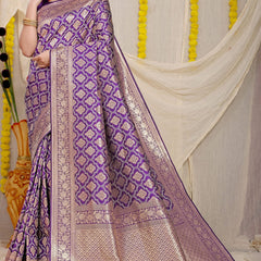 Lassitude Purple Kanjivaram Silk With Lagniappe Blouse Piece