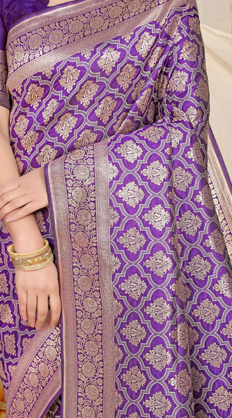 Lassitude Purple Kanjivaram Silk With Lagniappe Blouse Piece