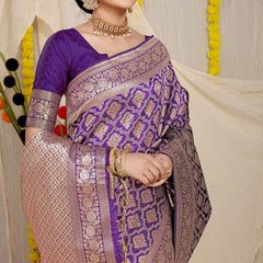 Lassitude Purple Kanjivaram Silk With Lagniappe Blouse Piece