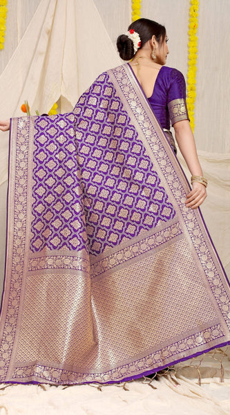 Lassitude Purple Kanjivaram Silk With Lagniappe Blouse Piece