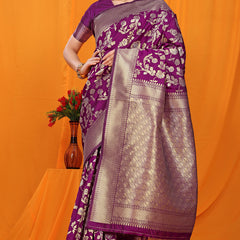 Mesmerising Purple Kanjivaram Silk With Scintilla Blouse Piece